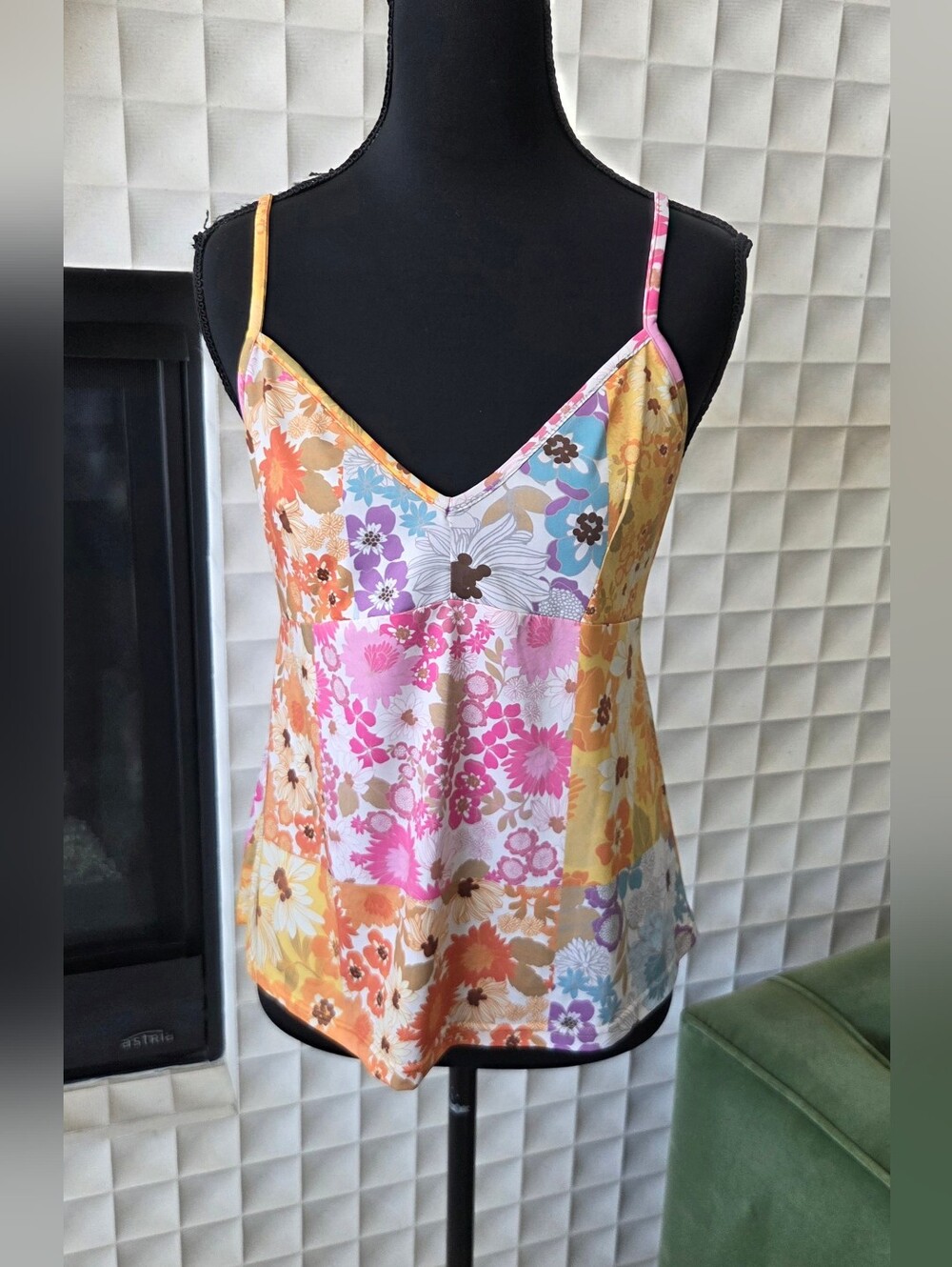 Johnny Was Becky Silk Chiffon Peasant Top Patchwork Floral Tassel Ties Small - Picture 8 of 12